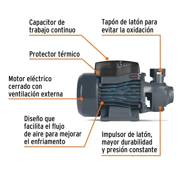 Bomba Periférica Marca Truper De 1/2 Hp