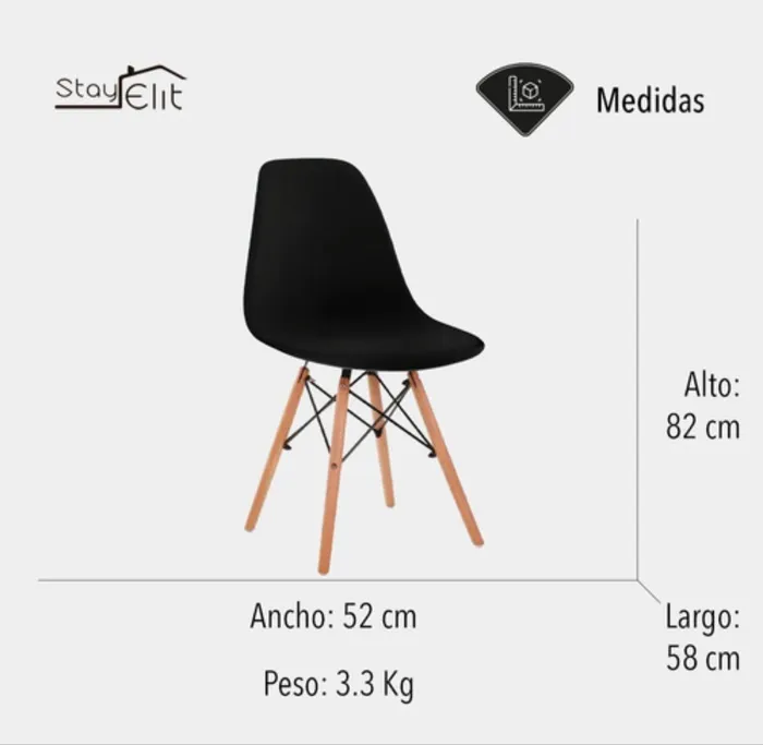 Silla Tipo Loft Minimalista  x1 Unidad+Garantia Negro