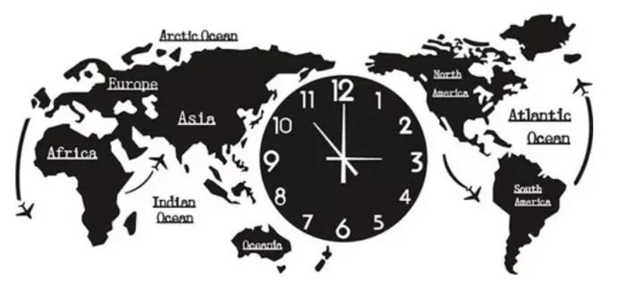 Reloj De Pared Grande Mapa Del Mundo Creativo (V-Tv) Ref: ZN-B0013