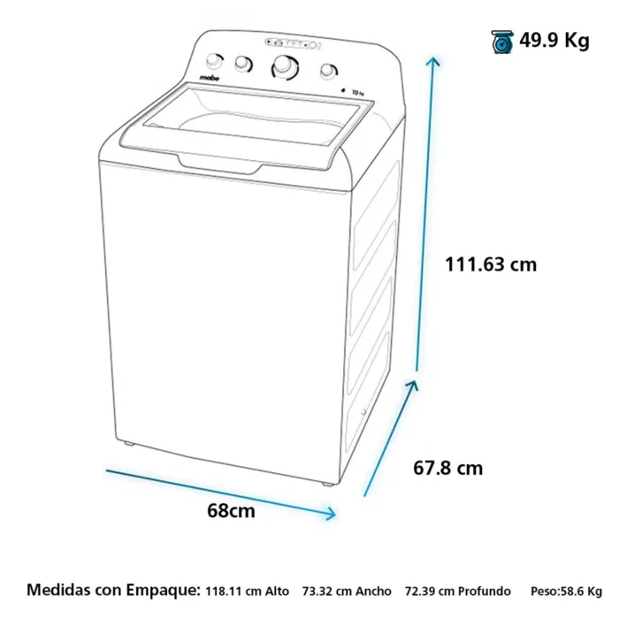 Lavadora Mabe Automática 19 kg - LMA79104WGAB1