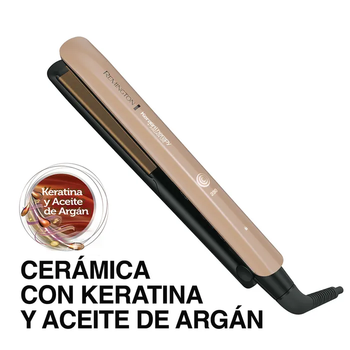 Plancha Alisadora Remington Keratina y Aceite de Argán S8599 Plancha de cabello Remington cerámica keratina y aceite de argán