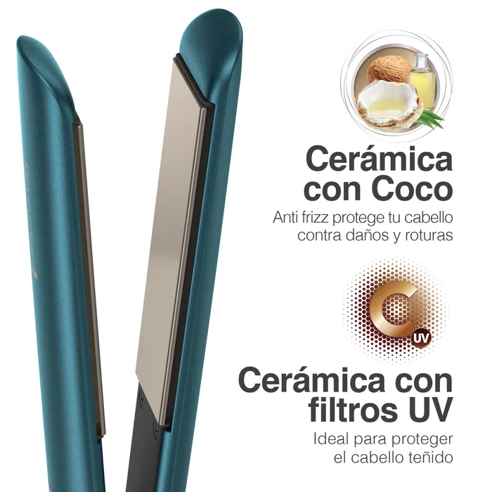 Plancha Alisadora Remington Aceite de Coco y Filtro UV S8607 Plancha de cabello Remington cerámica con coco anti frizz