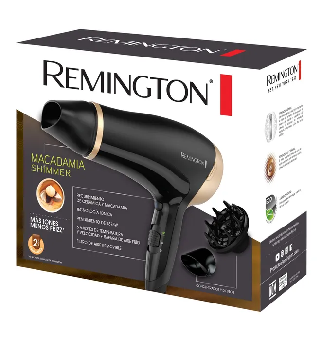 Secador Remington Macadamia Shimmer, Negro D3017