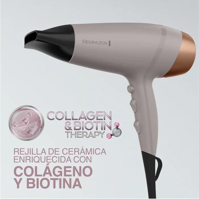 Secador Remington colágeno y biotina control antifrizz 1900W D26A Secador Remington colágeno y biotina control antifrizz 1900W