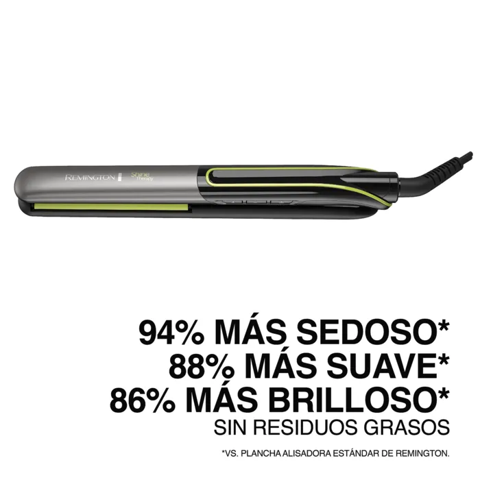 Plancha Alisadora Shine Therapy Aguacate y Macadamia S12A Plancha de cabello Remington cerámica aguacate macadamia negra