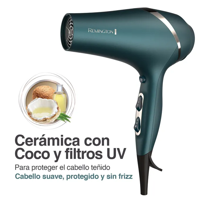 Secador Profesional Remington Aceite Coco y Filtro UV AC8607 Secador de pelo Remington 1900 W cerámica con coco