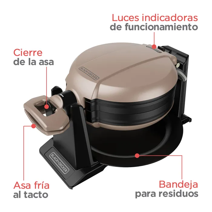 Waflera Black+Decker Giratoria prepara 2 waffles a la vez WMD201 Waflera Black + Decker Giratoria prepara 2 waffles a la vez