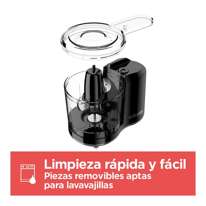 Picador de Alimentos Black+Decker One Touch 1.5 Tazas HC150B Procesador de alimentos BLACK+DECKER pica mezcla pulveriza 1.5 tazas