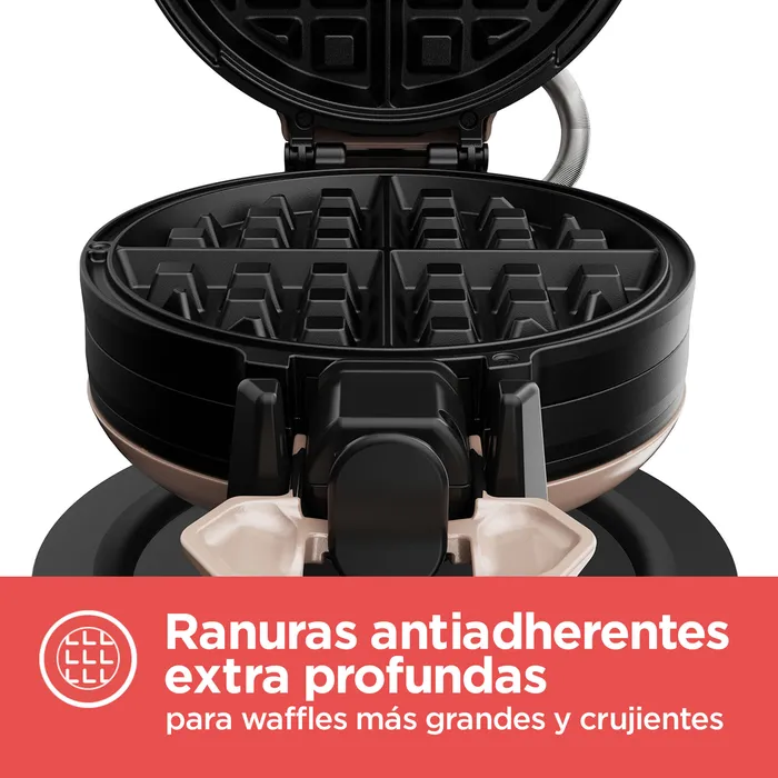 Waflera Black+Decker Giratoria prepara 2 waffles a la vez WMD201 Waflera Black + Decker Giratoria prepara 2 waffles a la vez