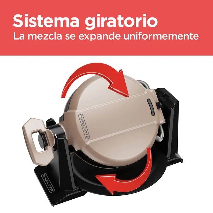 Waflera Black+Decker Giratoria prepara 2 waffles a la vez WMD201 Waflera Black + Decker Giratoria prepara 2 waffles a la vez