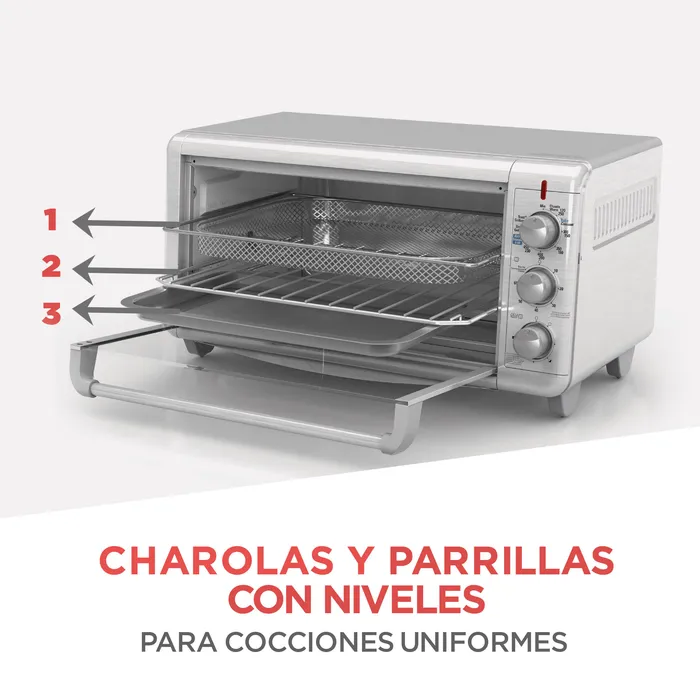 Horno Electrico freidor de aire Black+Decker extra amplio TO3265XSS-LA Horno Electrico freidor de aire BLACK+DECKER extra amplio