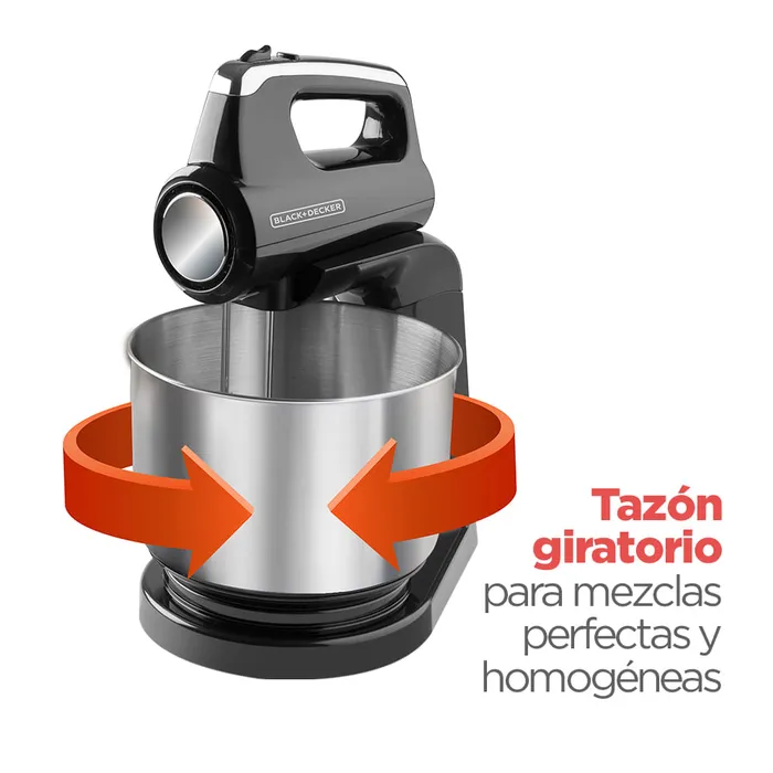 Batidora de mano Black+Decker 2 en 1 Pedestal con Tazón Giratorio MX1200 Batidora de mano Black + Decker 2 en 1 Pedestal con Tazón Giratorio