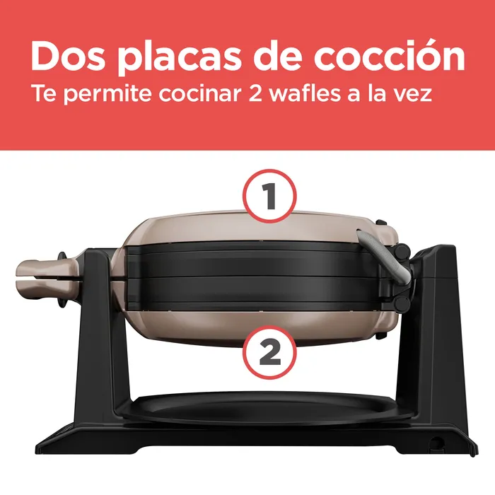 Waflera Black+Decker Giratoria prepara 2 waffles a la vez WMD201 Waflera Black + Decker Giratoria prepara 2 waffles a la vez