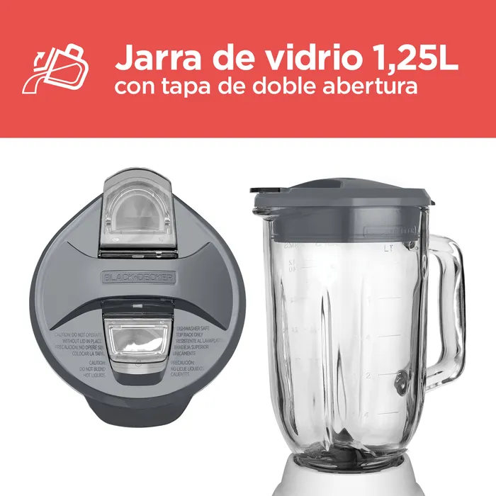 Licuadora Black+Decker 550 W 4 Puntas, Vidrio BLBD210GW Licuadora Black + Decker 550 W 4 Puntas, Vidrio BLBD210GW