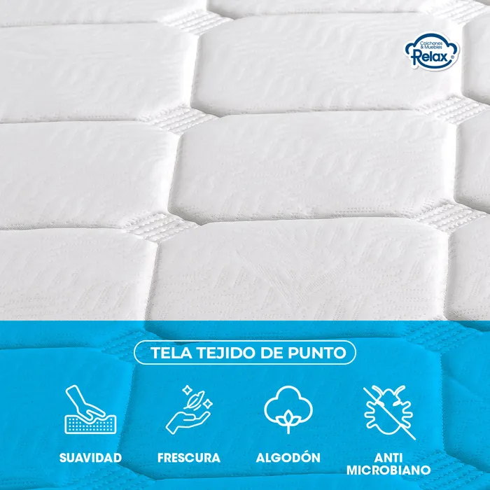 Colchón Sencillo High Plus Colchones Relax 100x190x24cm Ortopédico Resortado Firmeza Suave + 1 Almohada + 1 Protector MP colchon High Plus sencillo + 1 Almohada + portector