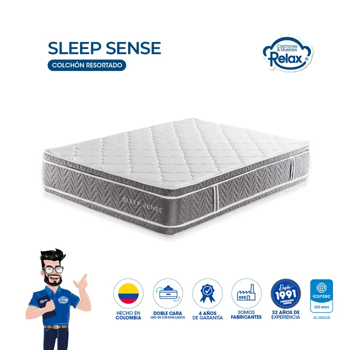 Colchón Doble Sleep Sense Colchones Relax 140x190x35cm Ortopédico Resortado Firmeza Intermedia MP colchon Sleep Sense doble