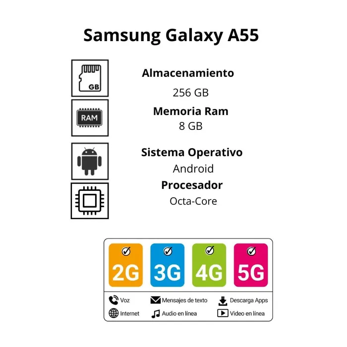 Celular Samsung Galaxy A55 5G 8+256gb negro