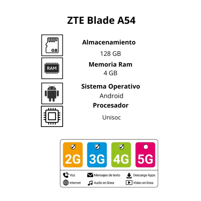 Celular ZTE Blade A54 4+128GB Gris