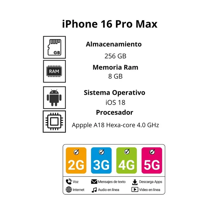 Celular iPhone 16 Pro Max 256GB Titanio Natural