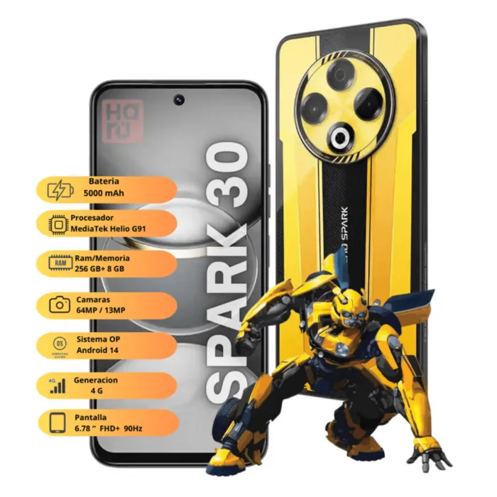 Celular Tecno Spark 30 8+256GB Edición Bumblebee