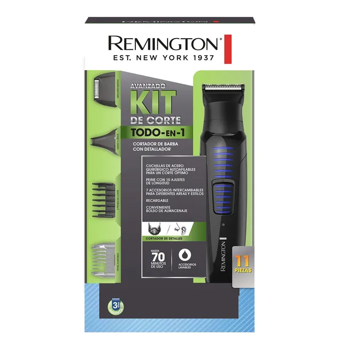 Maquina Cortadora Remington Recargable Kit Todo en 1-10 Piezas