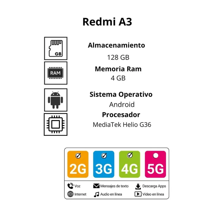 Celular Xiaomi redmi A3 128GB 4GB azul