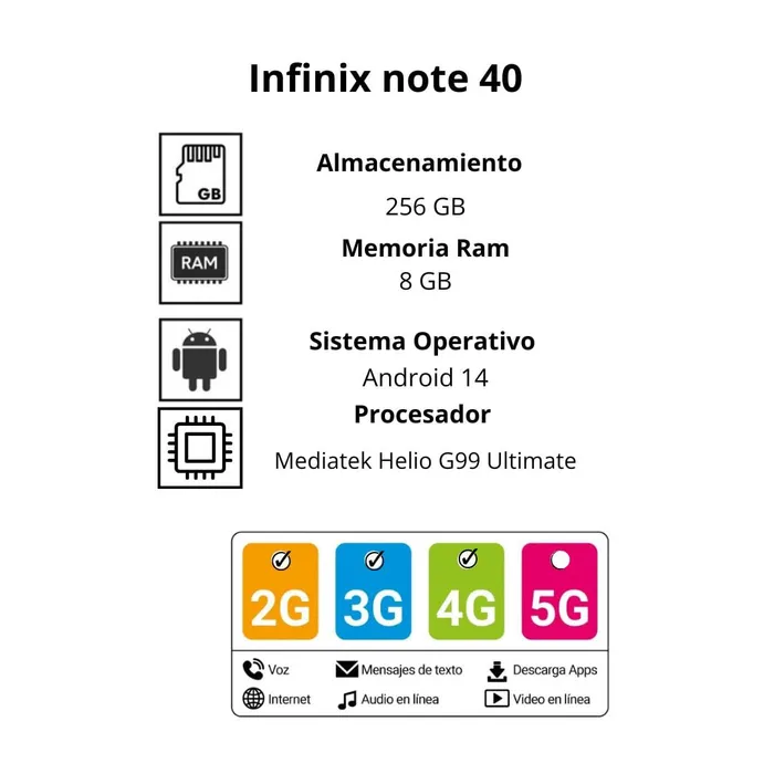 Celular Infinix Note 40 Pro 8+256GB Verde