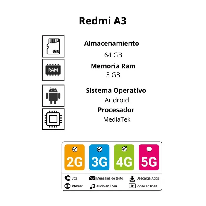 Celular Xiaomi redmi A3 64GB 3GB azul