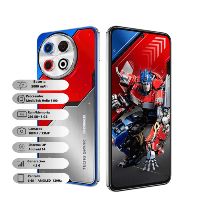 Celular Tecno Spark 30 Pro 8+256GB Edición Optimus Prime