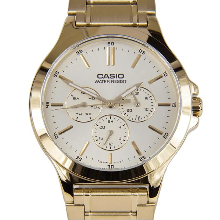 Reloj Casio Para Hombre Acero Dorado Original Mtp-v300g-9audf