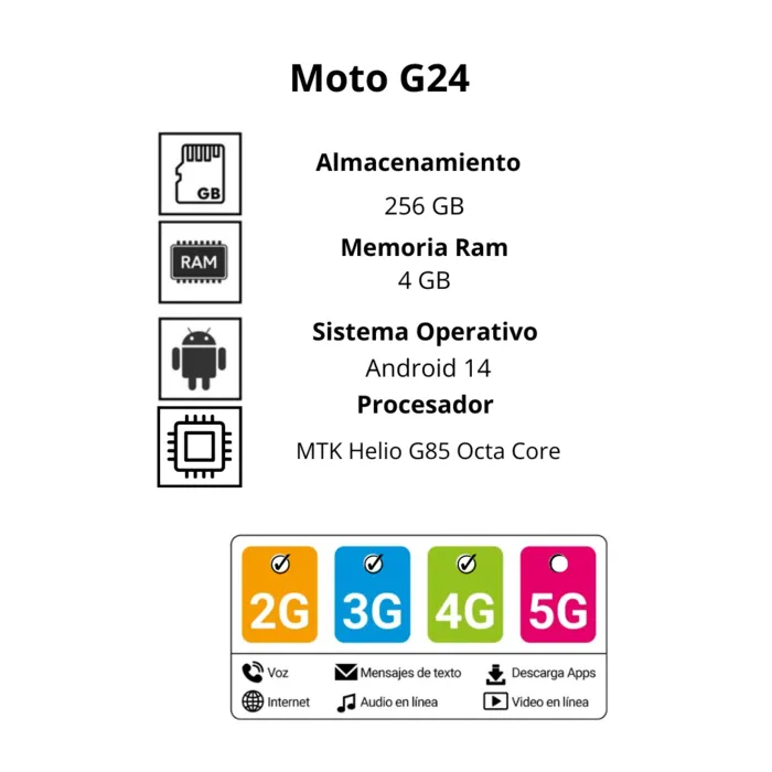 Celular Motorola G24 4+256GB Lavanda