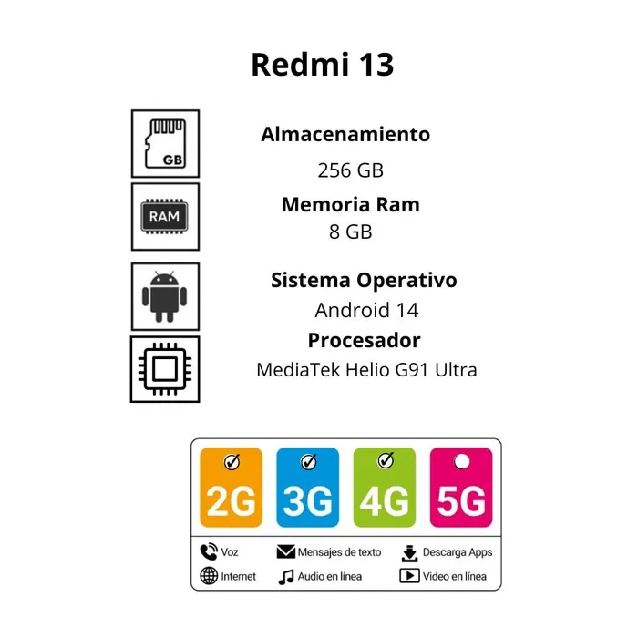 Celular Xioami Redmi 13 256 gb 8 ram Azul