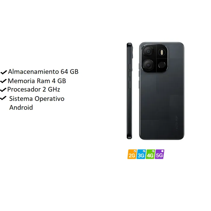 Celular Tecno Pop 7 64GB 4 RAM negro Celular Tecno Pop 7 64GB 4 RAM