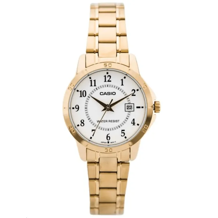 Reloj Casio Para Mujer Acero Dorado Original Ltp-v004g-7budf