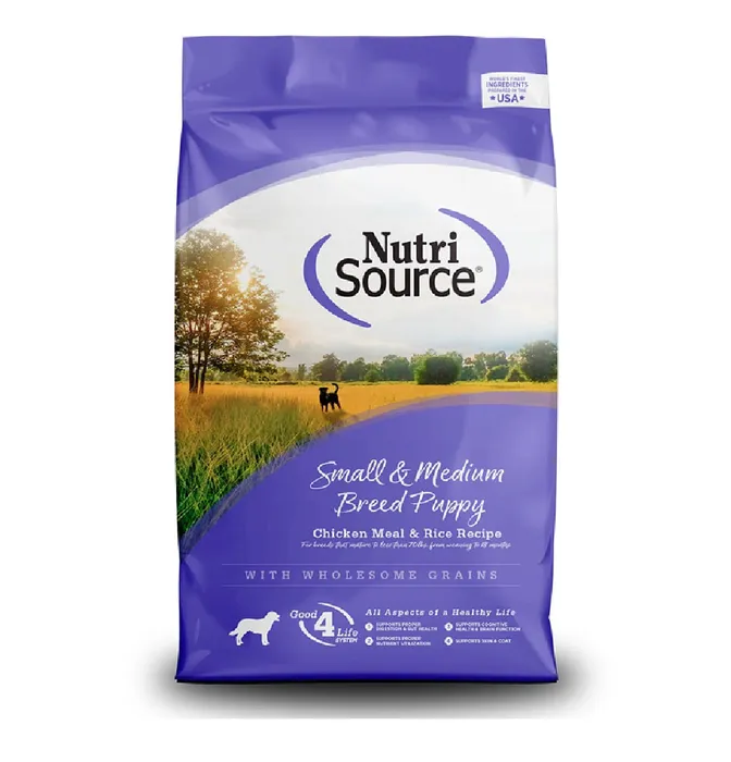 Comida Para Perros Cachorros Nutrisource Para Razas Pequeñas y Medianas De Pollo y Arroz 2,2 Kg