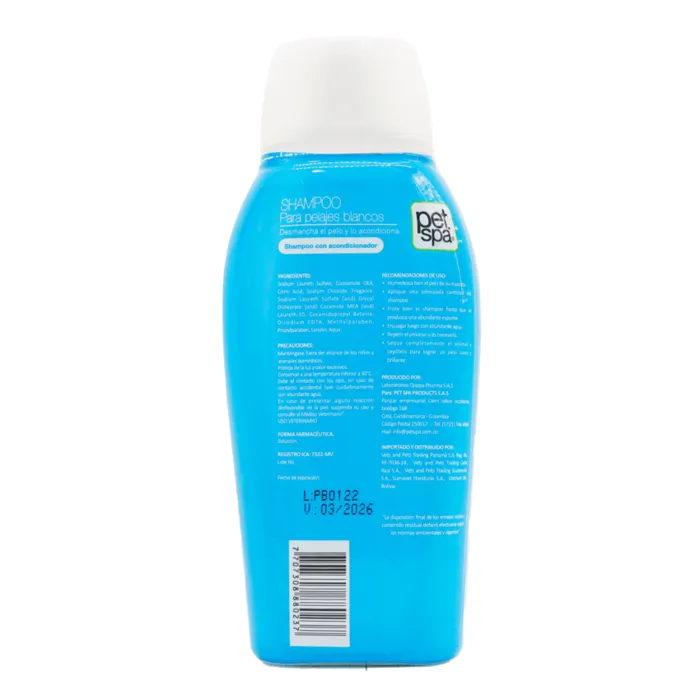 Shampoo Para Perros Pet Spa Perla Blanca 400 Ml