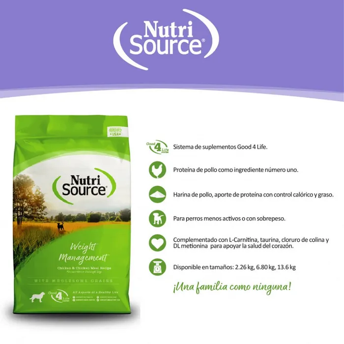 Comida Para Perros Nutrisource Weight Management Chicken & Chicken Meal 2,2 Kg