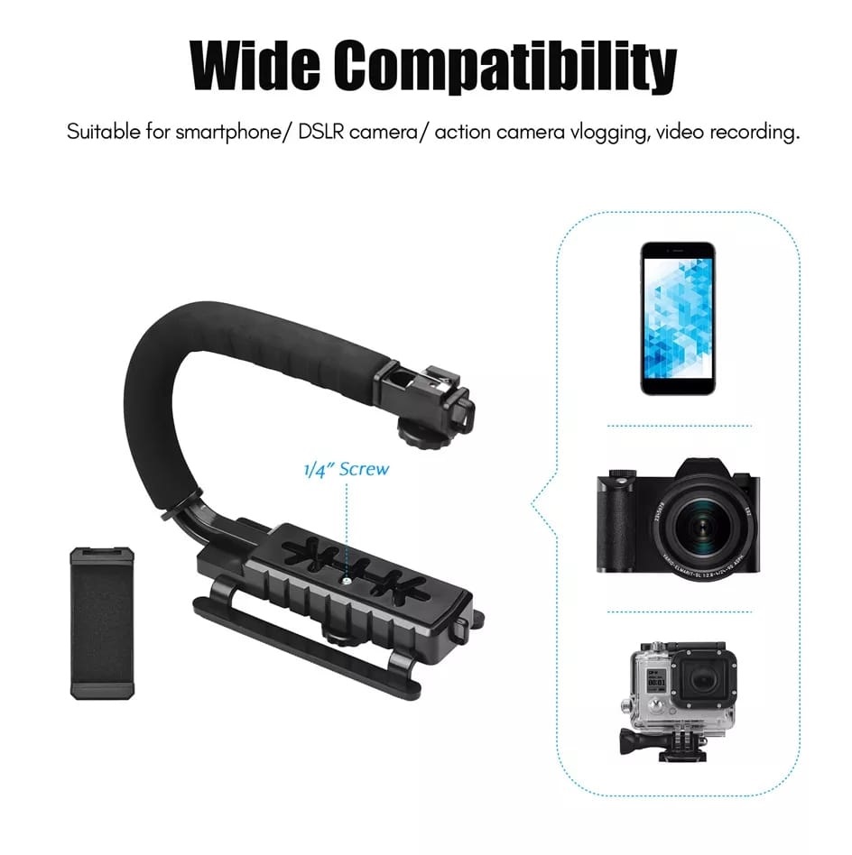 Estabilizador de vídeo de mano para cámara de teléfono móvil, cámara DSLR,  videocámara (negro) : : Electrónica