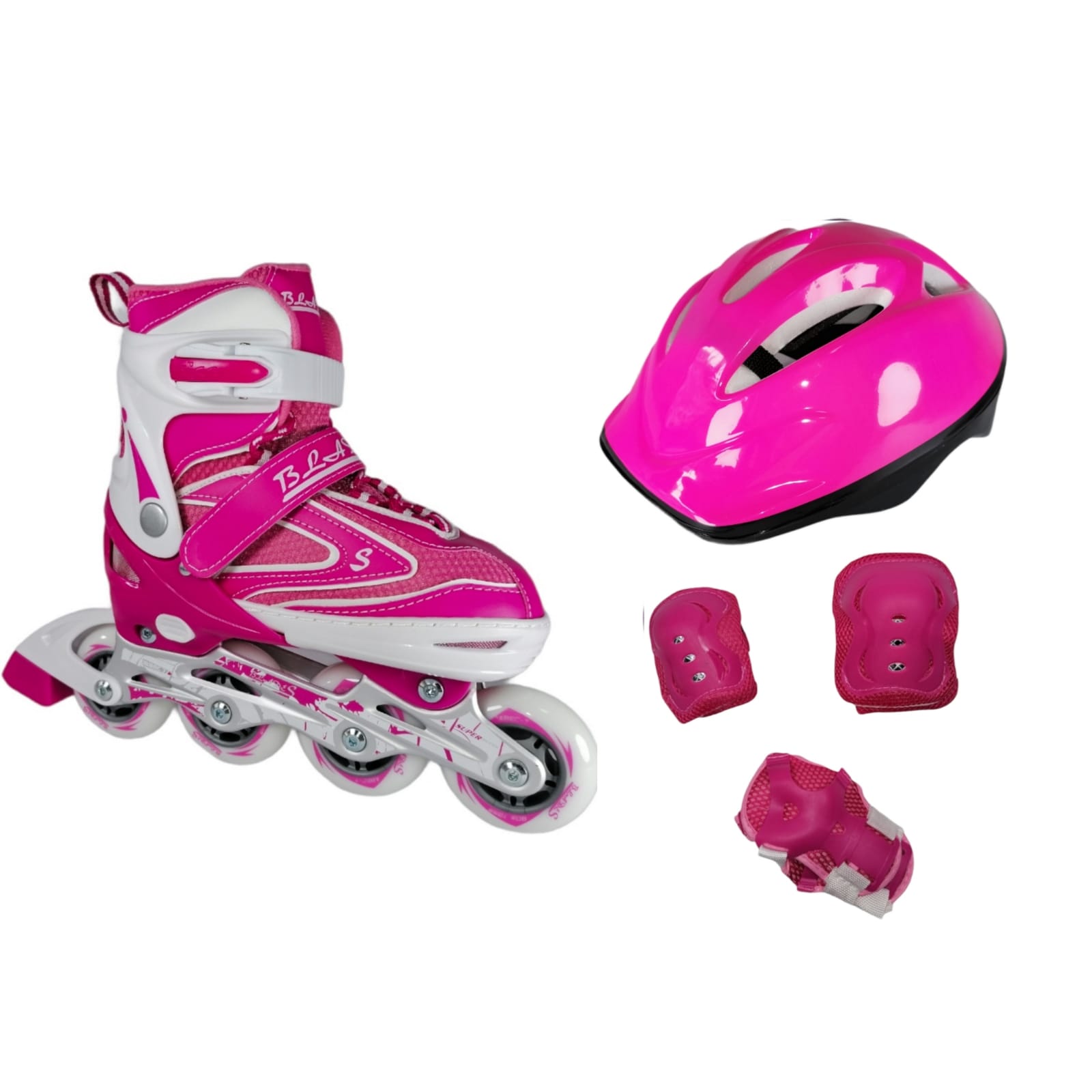 Kit de Protecciones para patines marca V-Roller Gris/Rosa