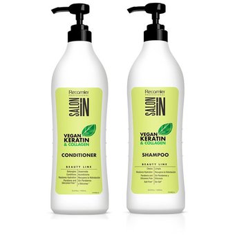 Kit Shampoo Y Acondicionador Vegano + Tratamiento Semilla De Lino Salon In Recamier 