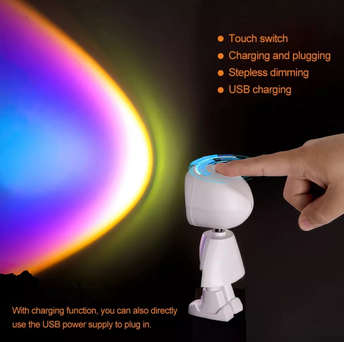 Lámpara Diseño Robot Proyector Luz Led Recargable
