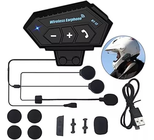 Intercomunicador BT12 Para Moto Auriculares Casco Bluetooth - Luegopago