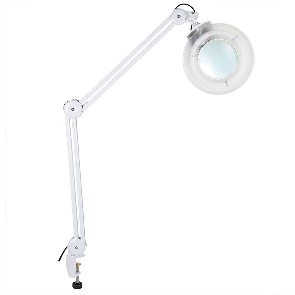  Lupa LED, lámpara de lupa regulable, 10 niveles de brillo,  rotación de 360°, 220°, ajustable, con soporte de clip de metal para leer y  tejer para coser : Arte y Manualidades
