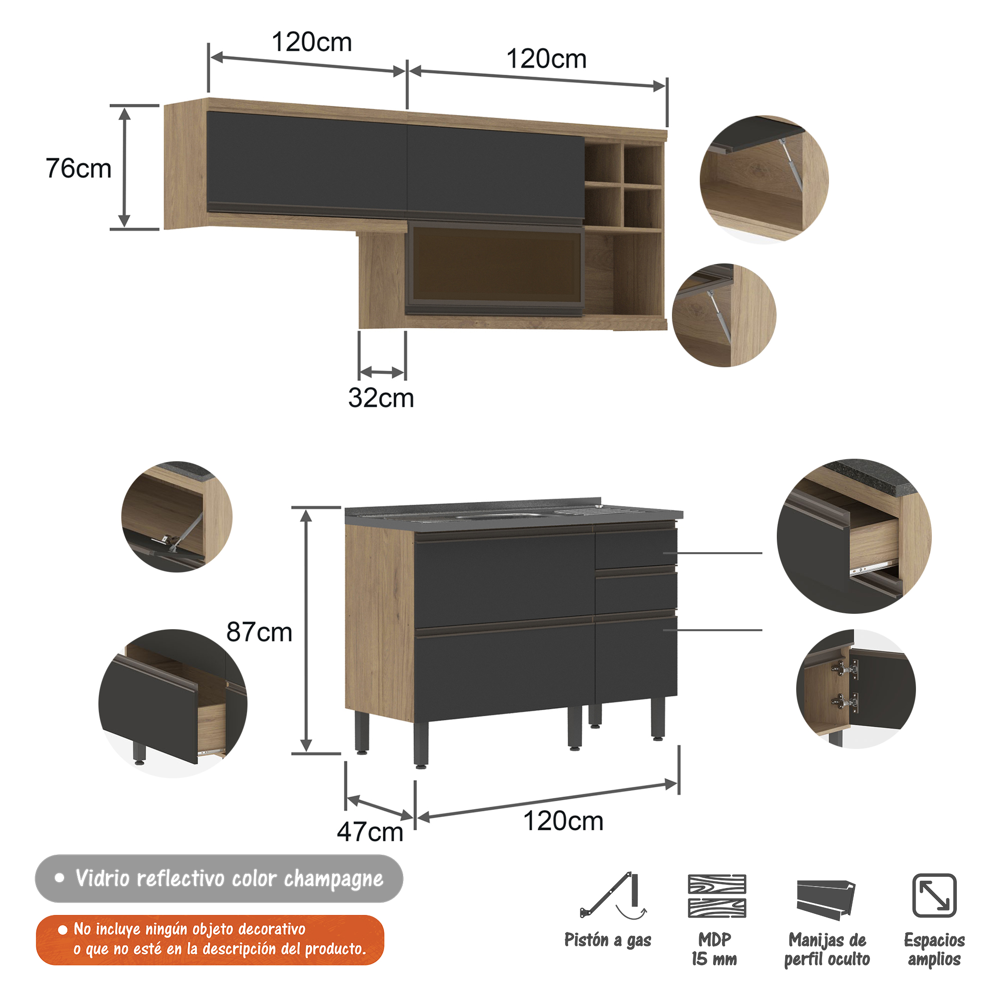 Cocina Organizador Modulo Gabinete Mueble CampanaGaveta - Luegopago