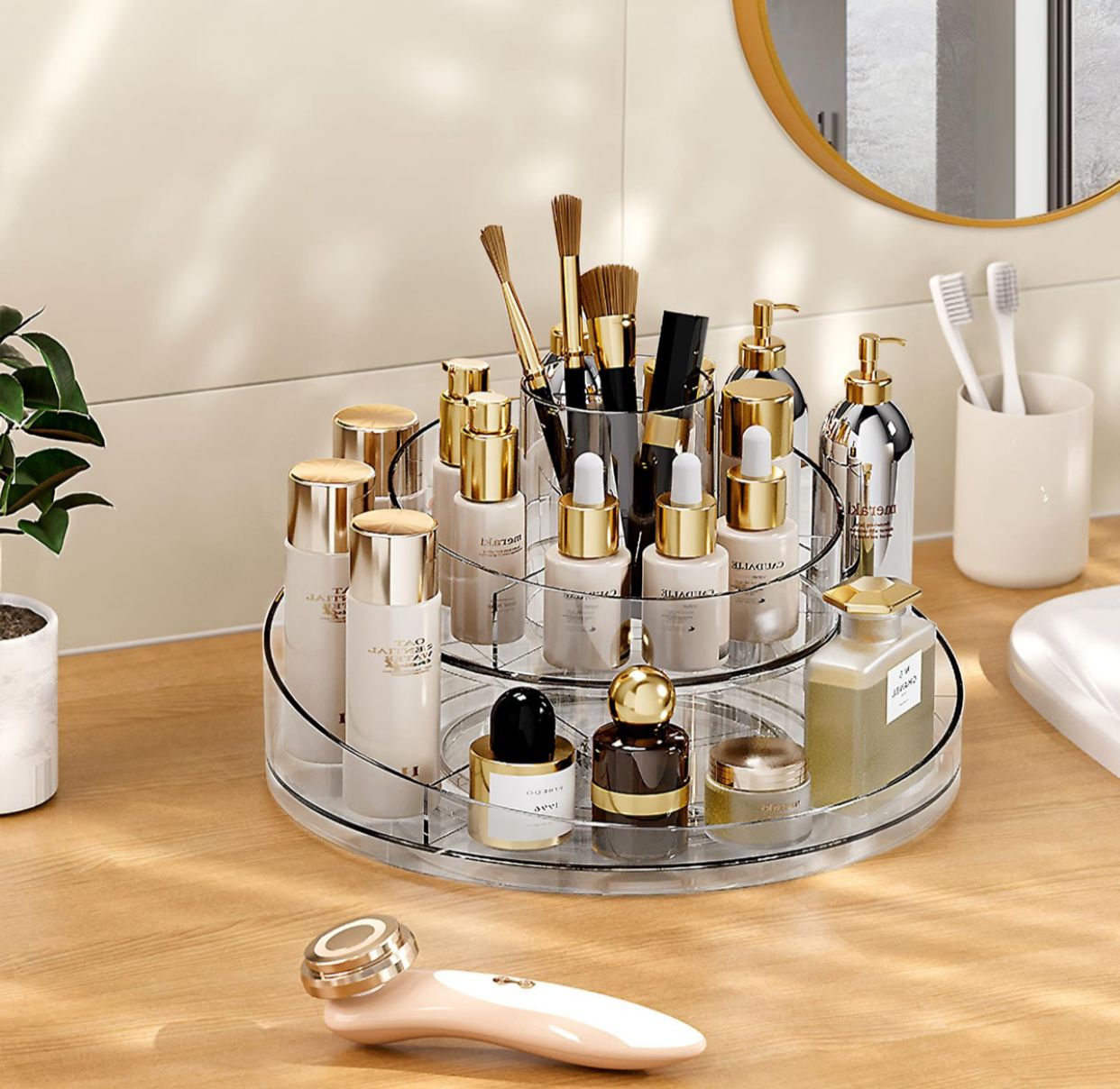  Organizador de maquillaje de gran capacidad para el hogar, caja  de almacenamiento de cosméticos para joyas, cosméticos, perfumes, se puede  utilizar para almacenar tocadores, dormitorios y baños, caja organizadora  de cosméticos (