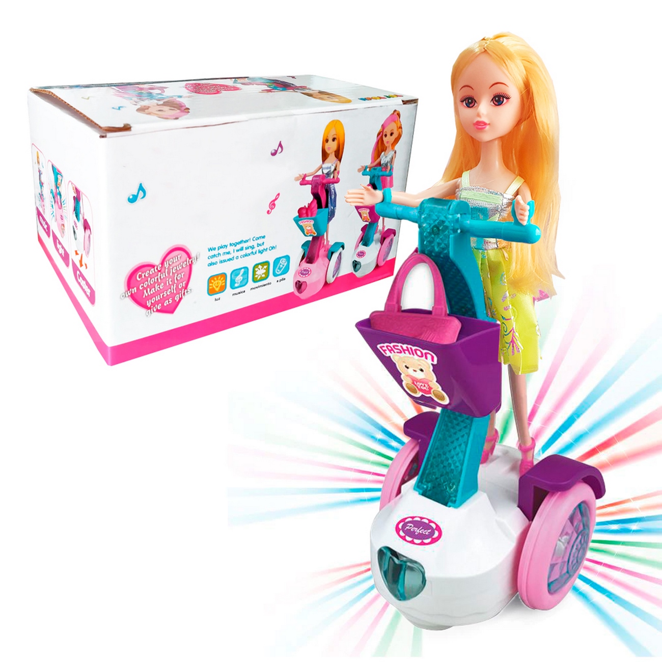 Muñeca Barbie Baile Musical Con Patineta Scooter + Baterias