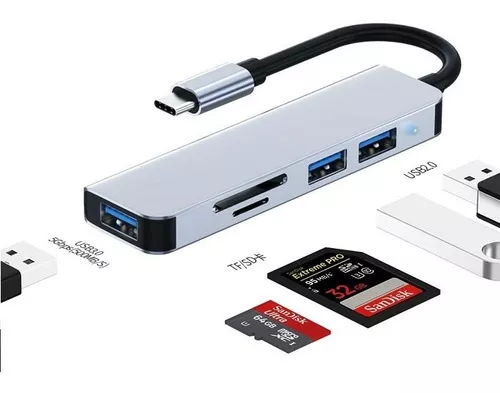 Adaptador Hub Usb Tipo C 4 Puertos Usb 3.0 Multiplicador Pc