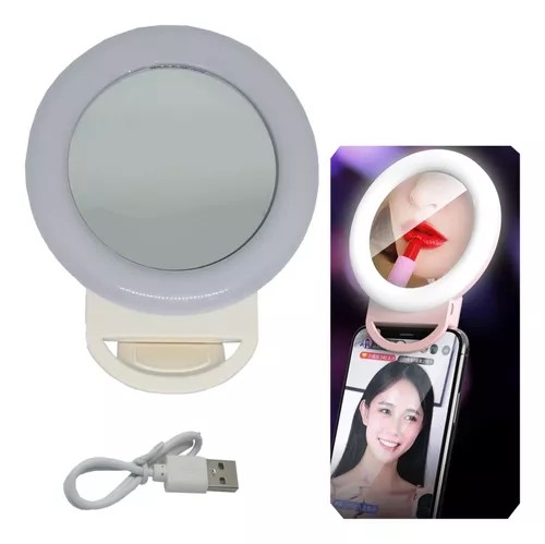 Aro de luz con soporte para celular y espejo