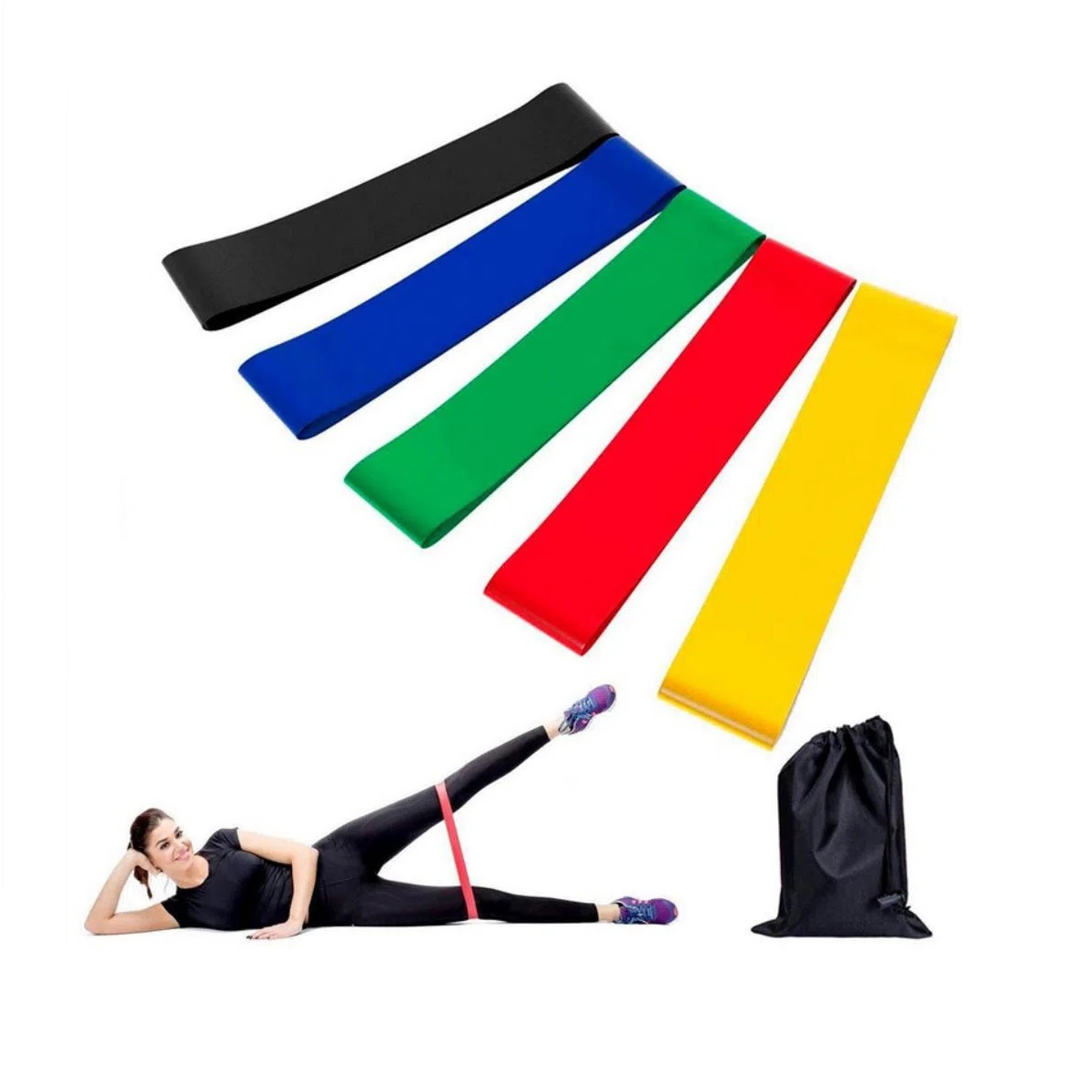 Dokpav Kit de Accesorios para Pilates Set de 5 Bandas Elásticas