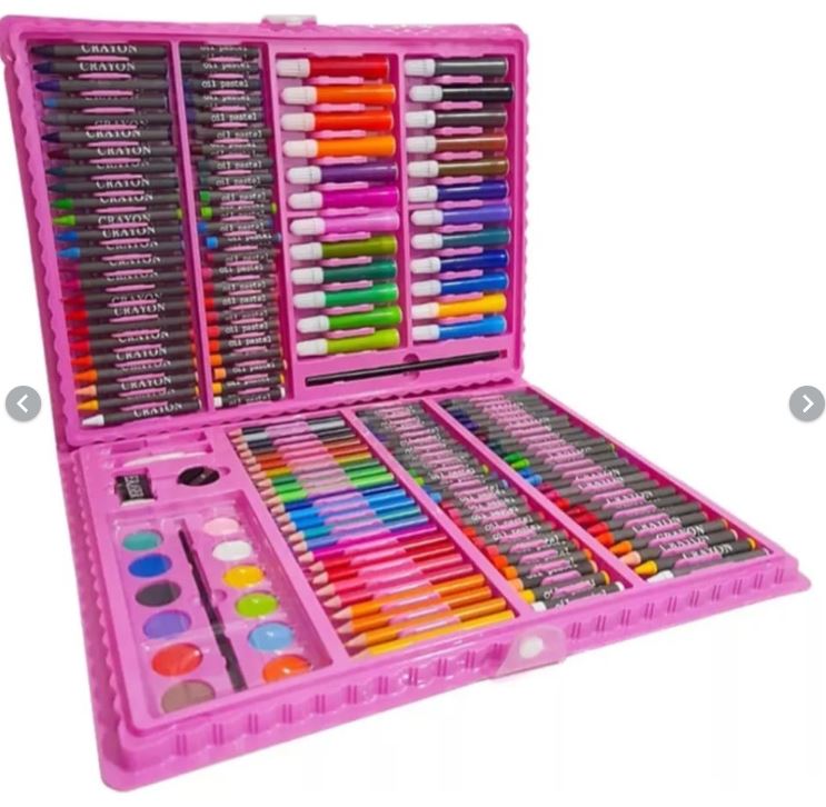 Set Kit Para Niños Colores 145 Pcs Arte Dibujo Creativo Infantil Rosa -  Luegopago